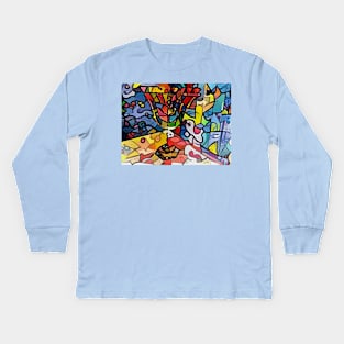 Stained Glass Menorah Kids Long Sleeve T-Shirt